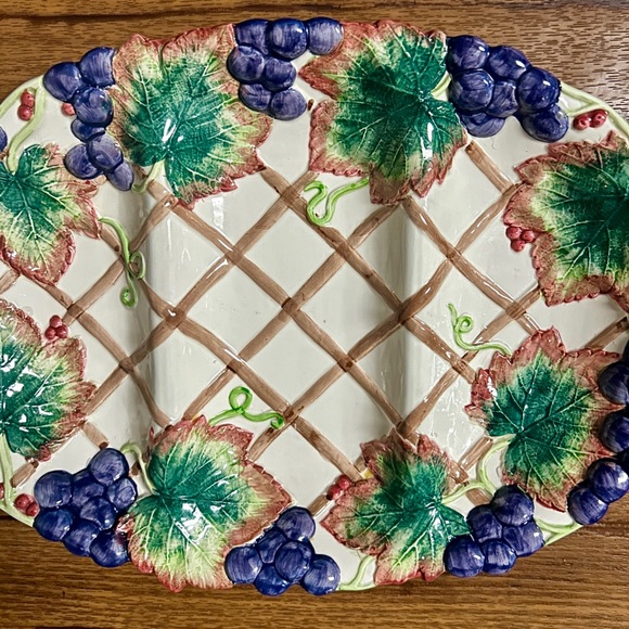 Fitz & Floyd • 1993 • Grape • Thanksgiving Banquet • Ceramic • 3-Section Plate - Picture 10 of 11